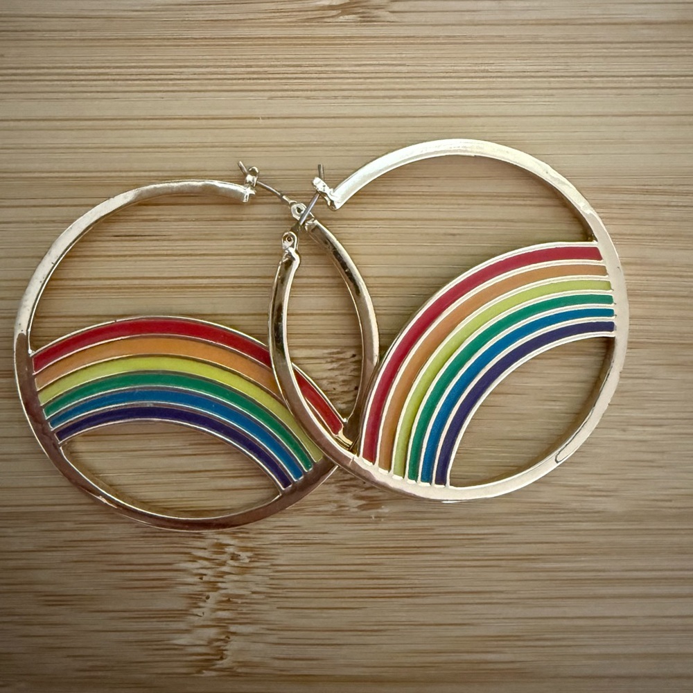 Betsey Johnson Rainbow Pride Hoop Earrings